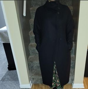 Zara high neck asymmetrical hem coat